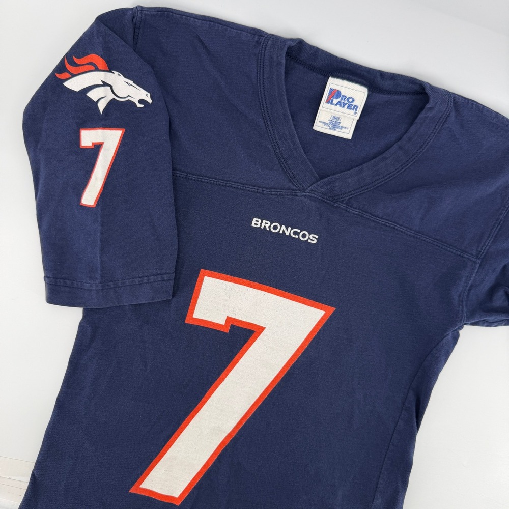 Vintage Pro Player Denver Broncos Jersey Kids 10/12 Navy Blue John Elway 7 1997